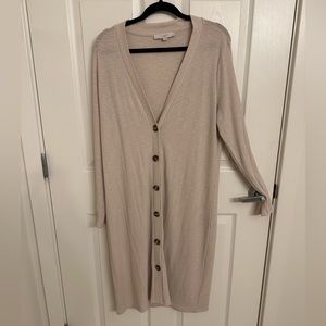 Loft cream long cardigan with brown tortoise buttons